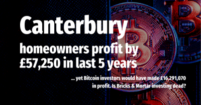 Canterbury Homeowners Profit by £57,250 in Last 5 years, would Bitcoin have been a better investment