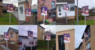 Our Santa Stop Here Boards go up all around Glasgow!
