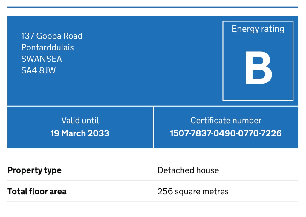 EPC For Goppa Road, Pontarddulais, Swansea, West Glamorgan, SA4 8JW