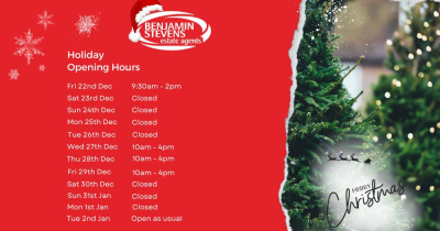 WHOOPS - WE MADE A MISTAKE!  CHRISTMAS OPENING HOURS - PLEASE READ.