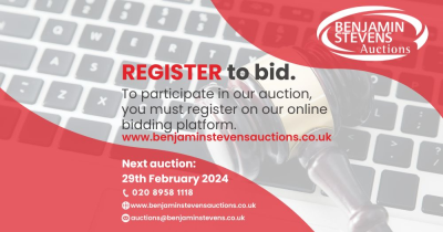 LAST CHANCE TO REGISTER FOR THE BENJAMIN STEVENS PROPERTY AUCTION ON THURSDAY 29TH FEBRUARY 2024.