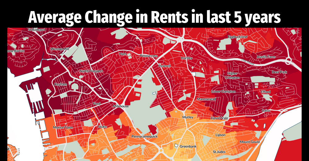 Average Rental Growth in Plymouth for the last 5 years