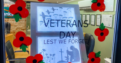 WE HAVE DESIGNED OUR VETERANS DAY WINDOW!