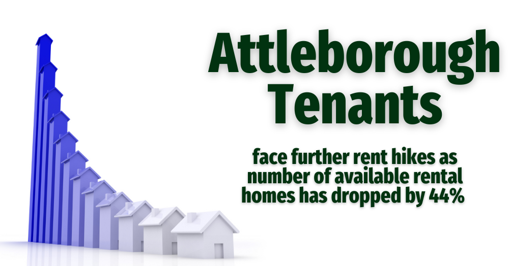 Attleborough Tenants face further rent hikes, as the number of available rental homes drops by 44%